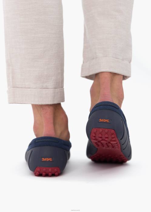 laivasto/syvän punainen kenkä N24T39 SWIMS punottu pitsi lux loafer kuljettaja