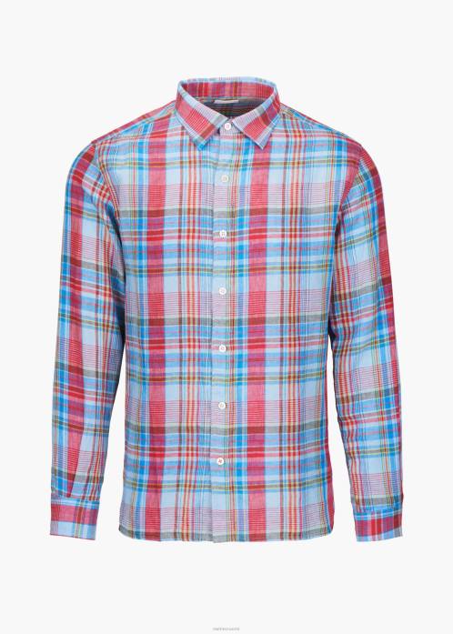 spray sininen ruudullinen vaatetus N24T196 SWIMS amalfi-ruudullinen pellavapaita